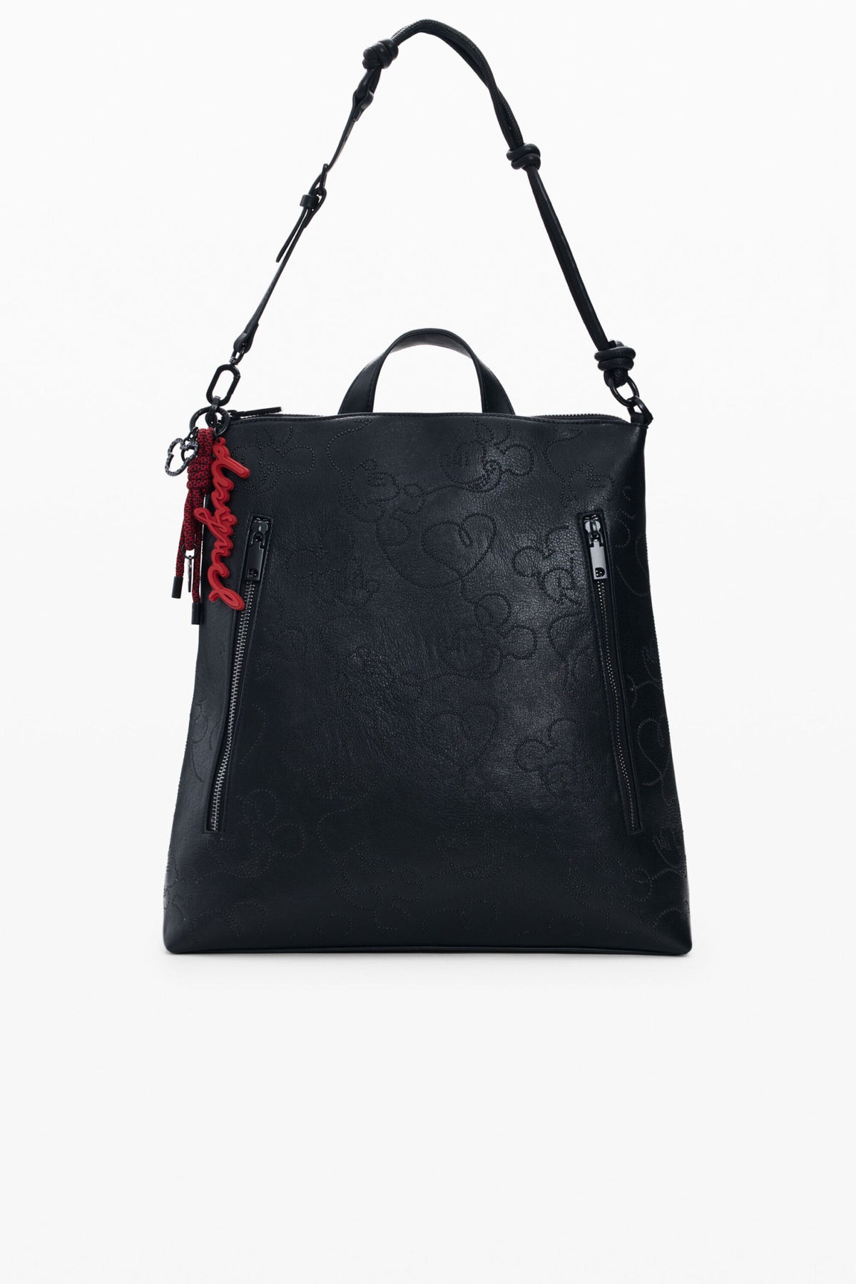 Desigual Medium backpack with metallic appliqués of Mickey Mouse™ silhouettes, two front zip pockets
