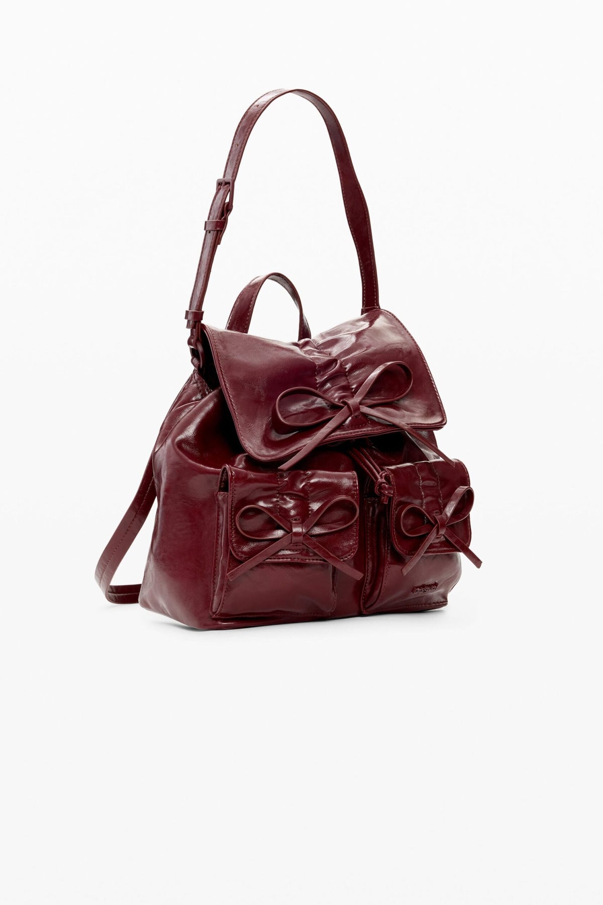 Desigual Small backpack with flap, front pockets, decorative bows,