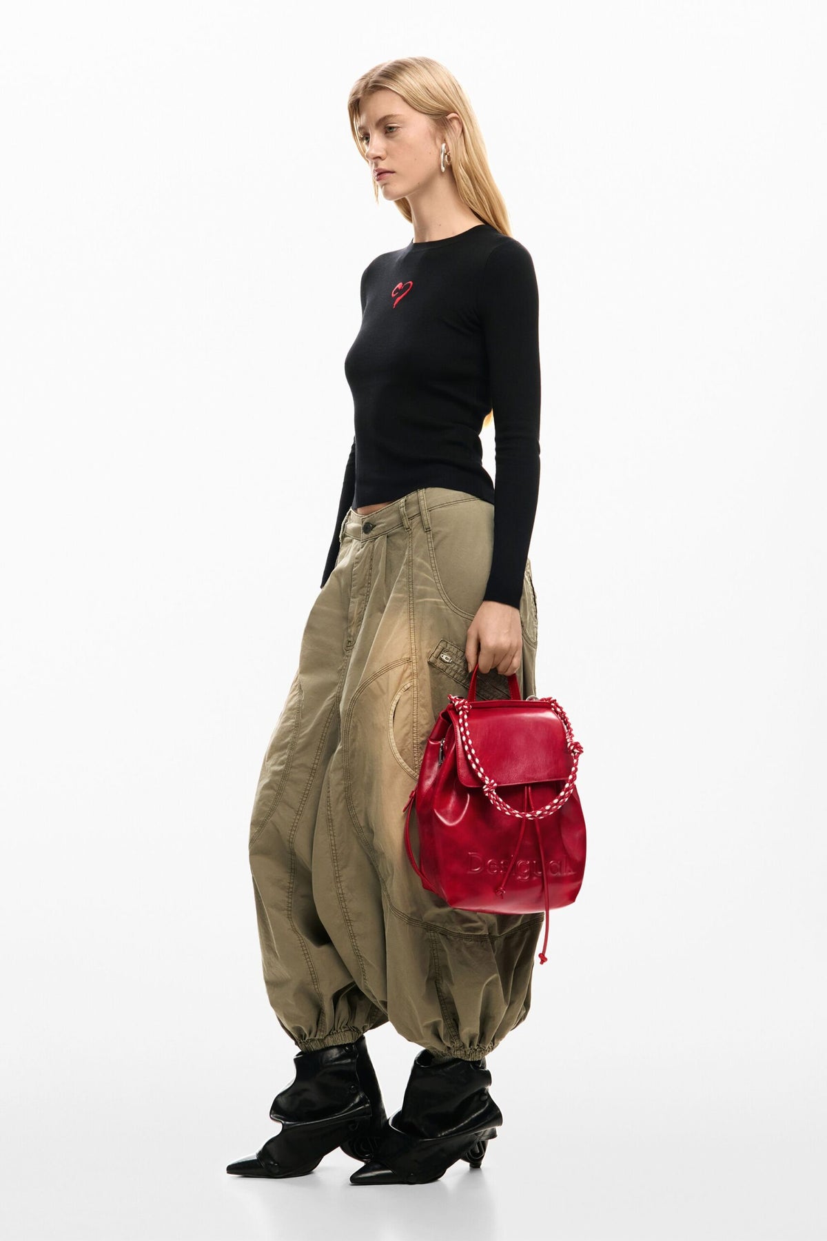 Desigual Small backpack with flap, made of fabric with shiny effect