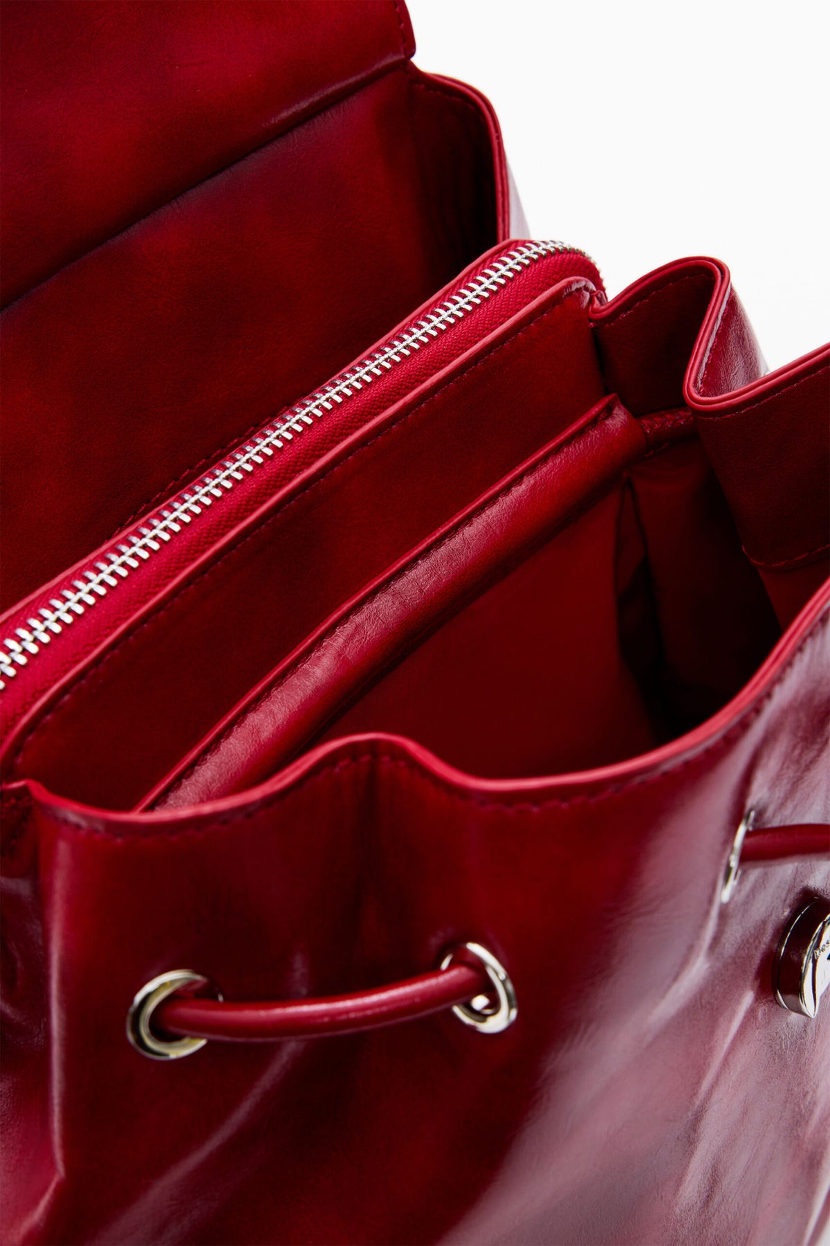 Desigual Small backpack with flap, made of fabric with shiny effect