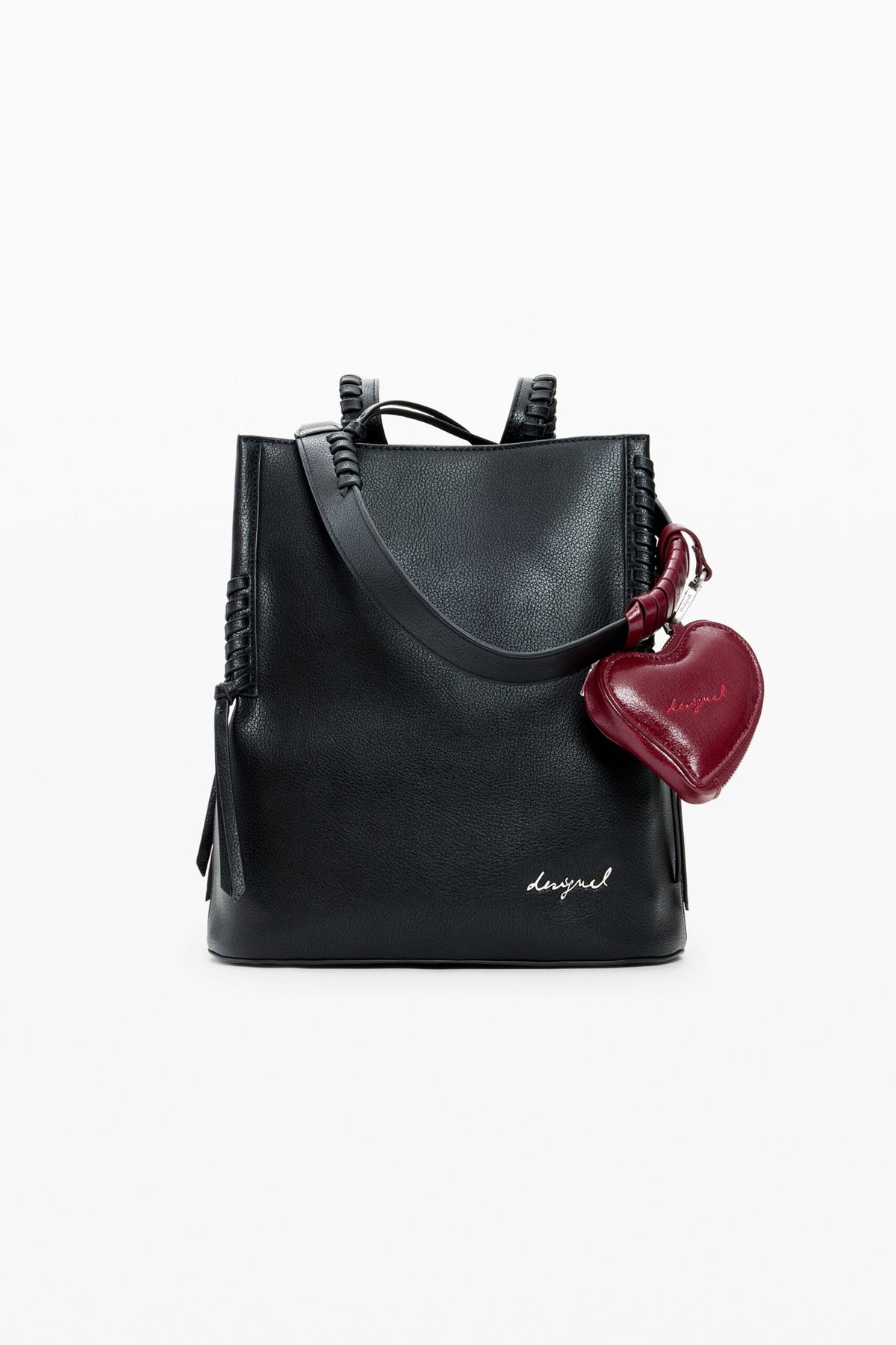 Desigual Medium backpack with detachable strap, removable heart-shaped mini-purse charm
