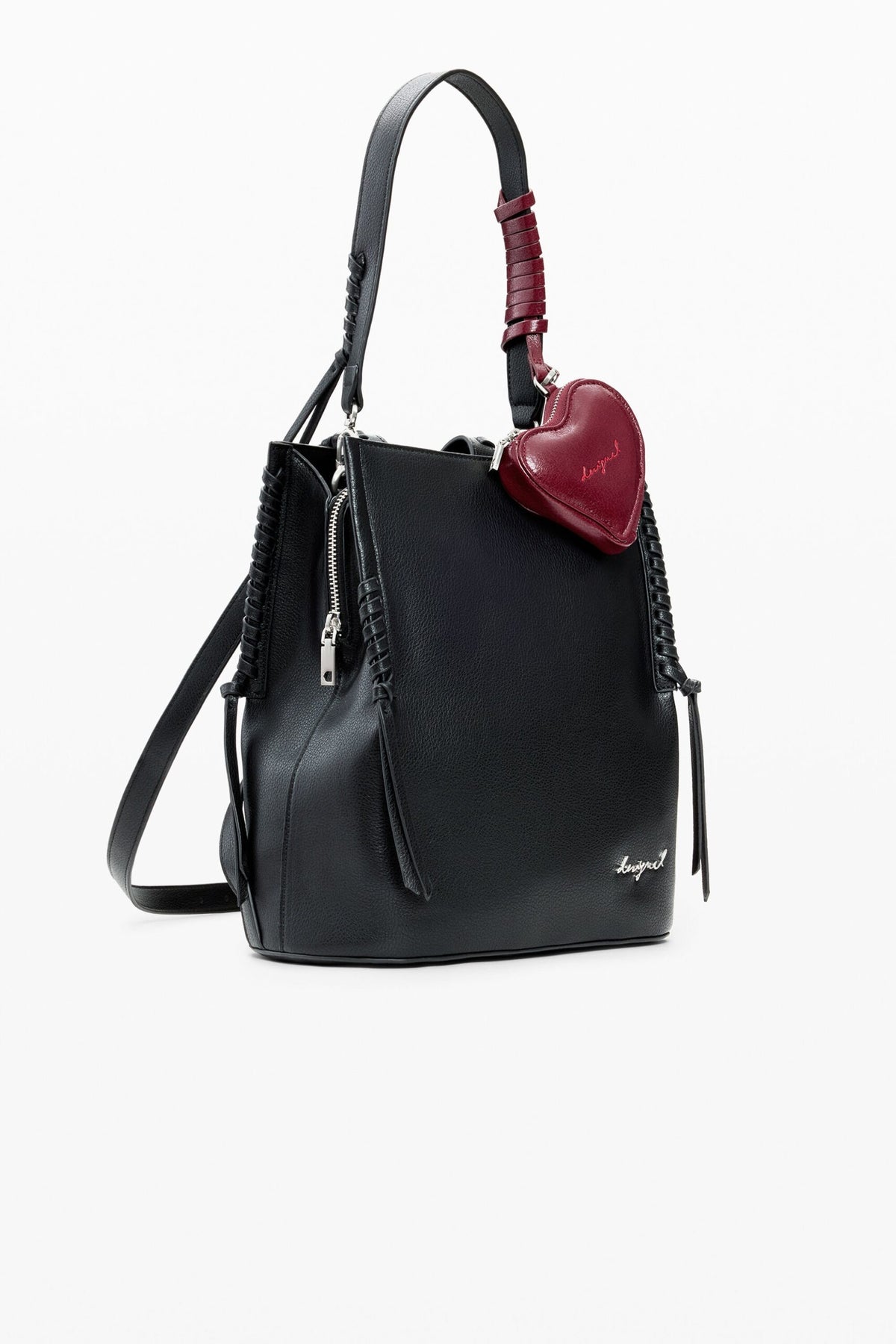 Desigual Medium backpack with detachable strap, removable heart-shaped mini-purse charm