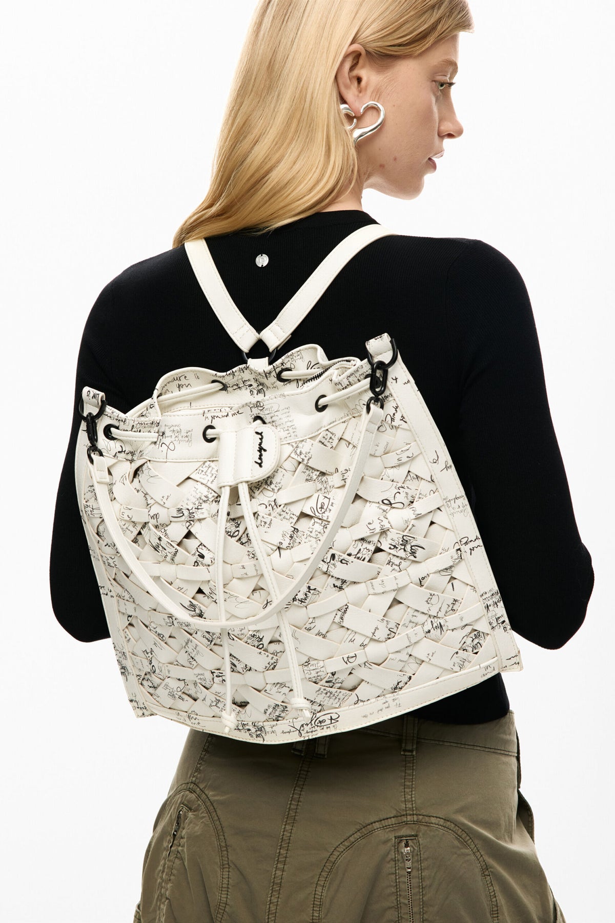 Desigual Medium backpack convertible into a handbag, with braided details,