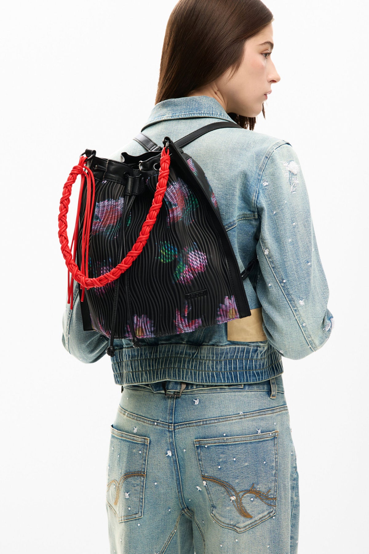 Desigual Medium backpack with embossed fabric