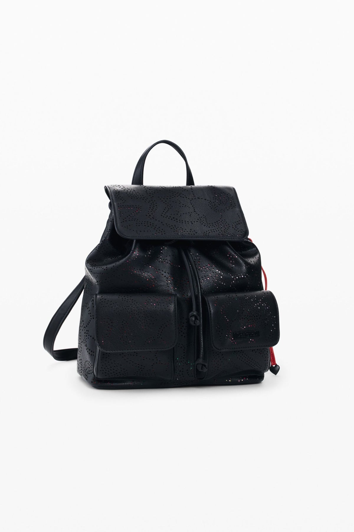 Desigual Small backpack with two front pockets, die-cut flower-shaped details