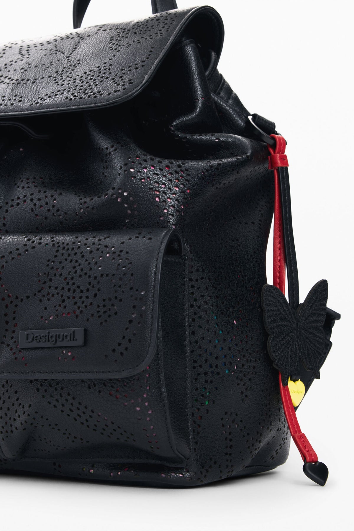 Desigual Small backpack with two front pockets, die-cut flower-shaped details