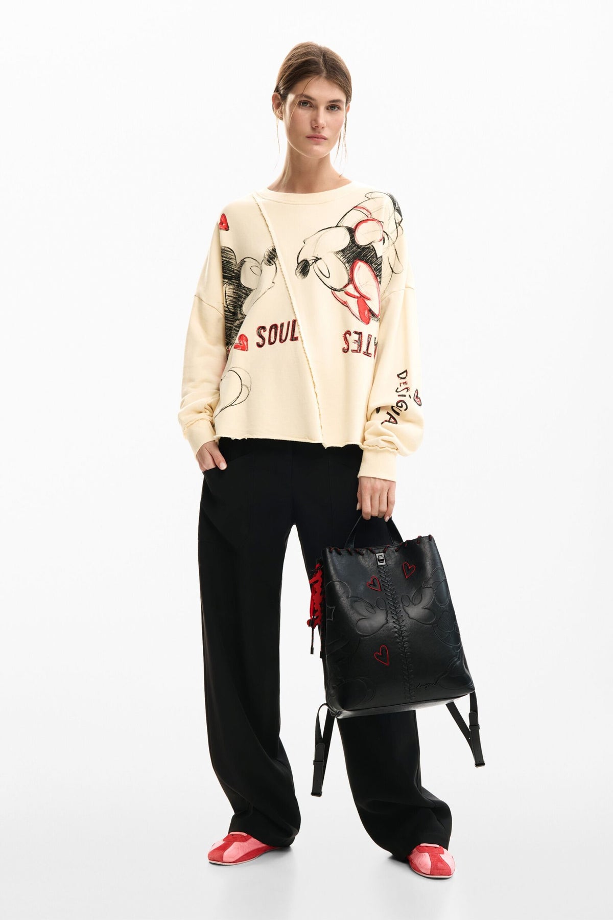 Desigual Small backpack with braided handle, Mickey Mouse™ embroidery