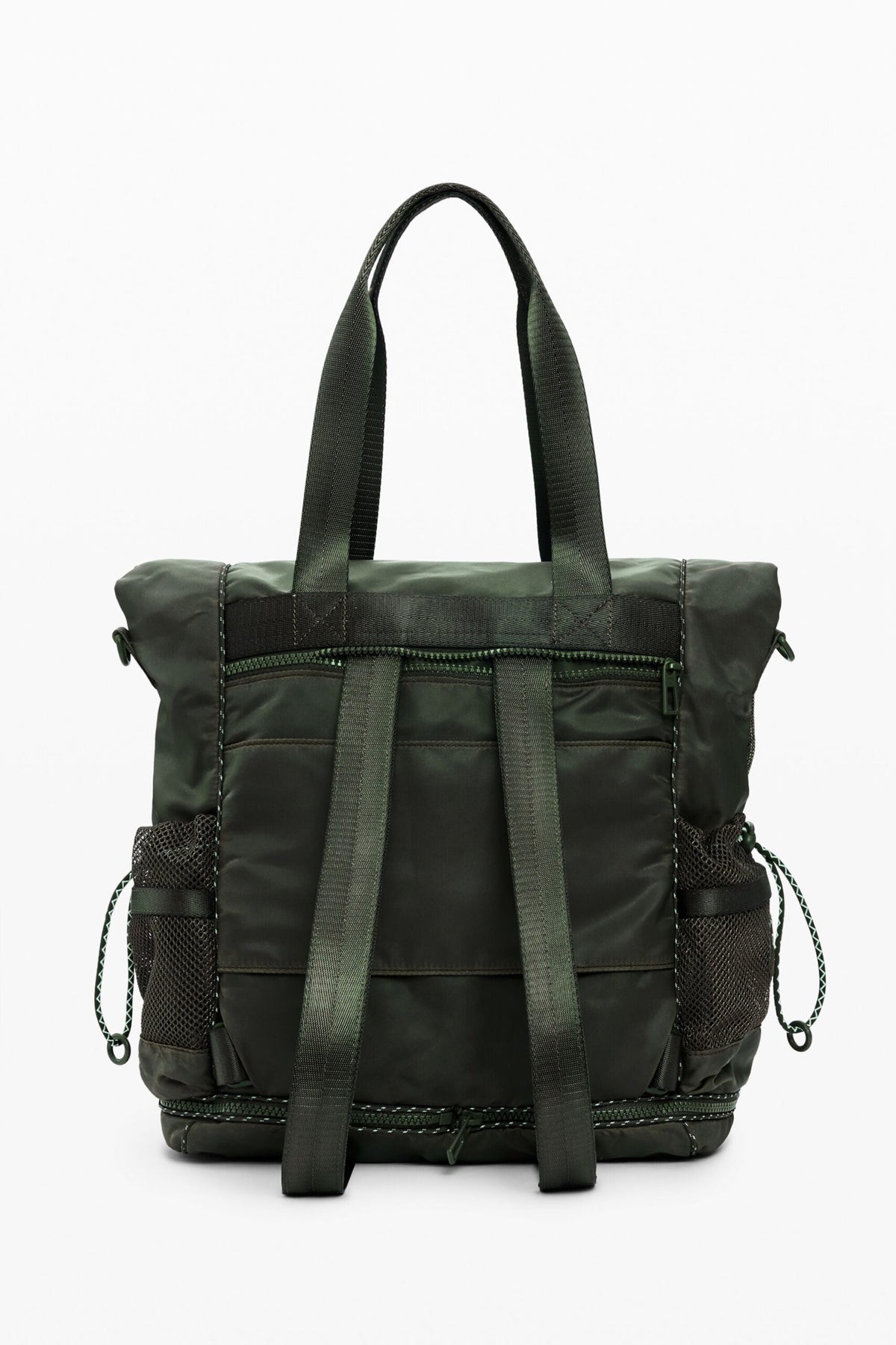 Desigual Waxed fabric backpack with main body in khaki