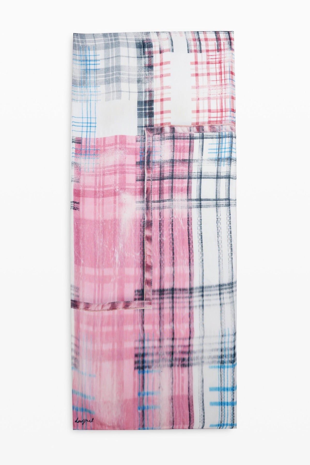 Desigual Rectangular lightweight fabric foulard with a check print