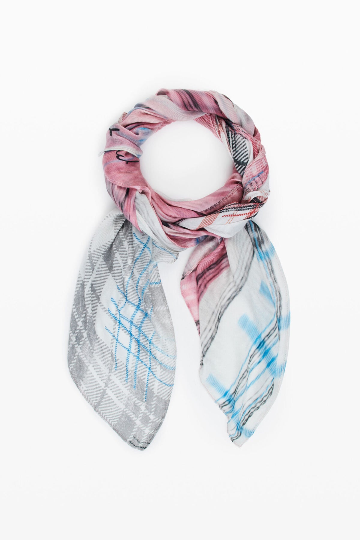 Desigual Rectangular lightweight fabric foulard with a check print