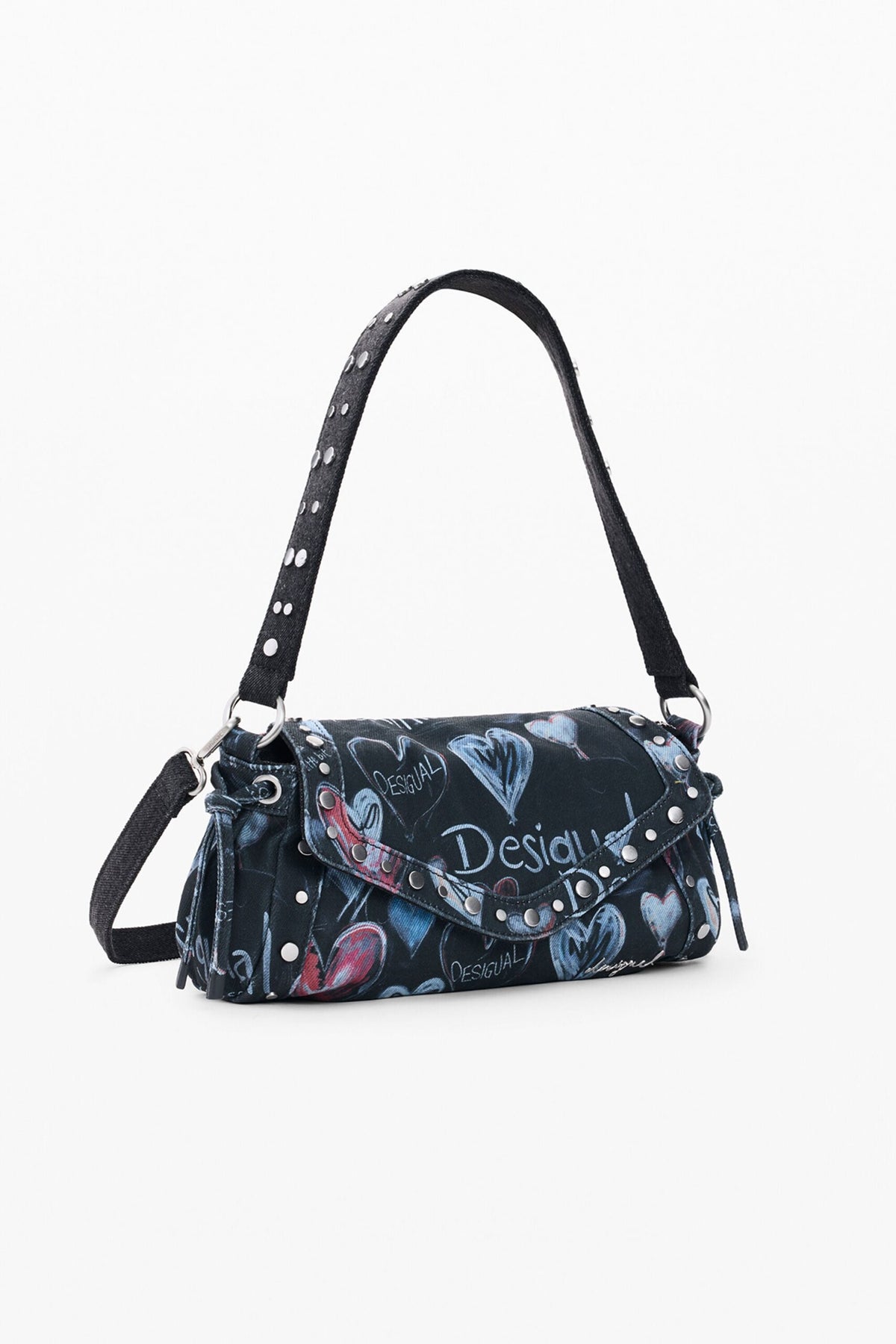 Desigual Medium-format crossbody bag in denim-effect fabric