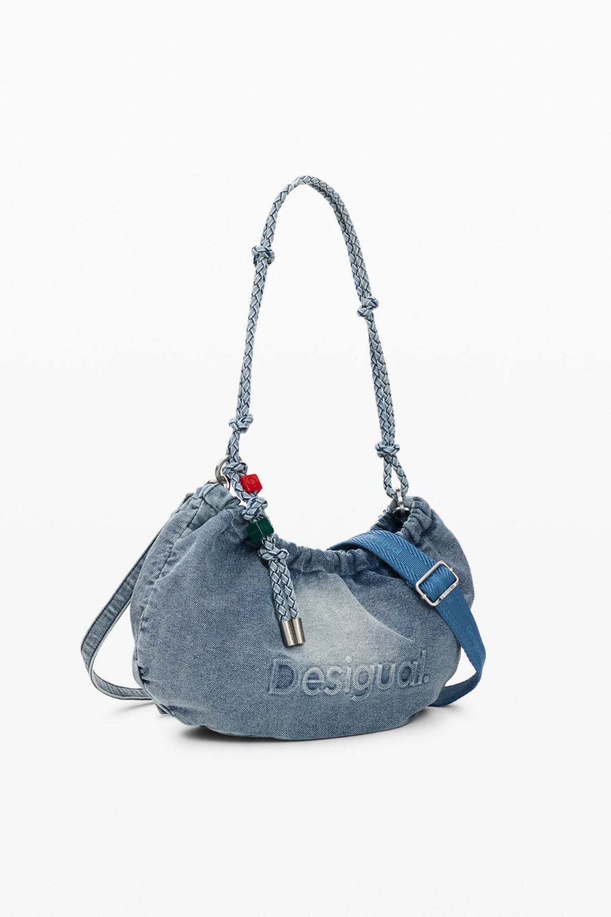 Desigual Oval-shaped shoulder bag made of denim fabric