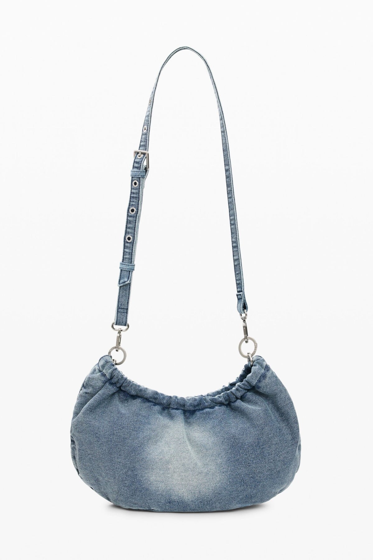 Desigual Oval-shaped shoulder bag made of denim fabric