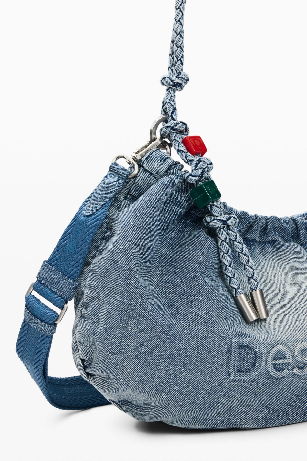 Desigual Oval-shaped shoulder bag made of denim fabric