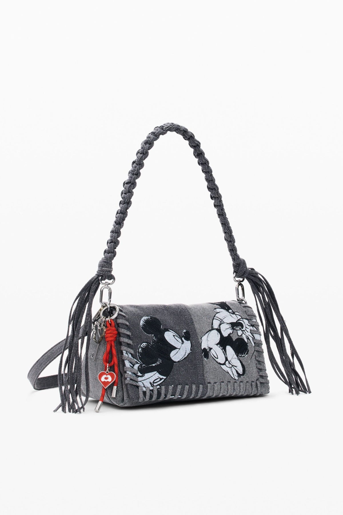 Desigual Medium denim fabric bag with Mickey Mouse™ embroidery