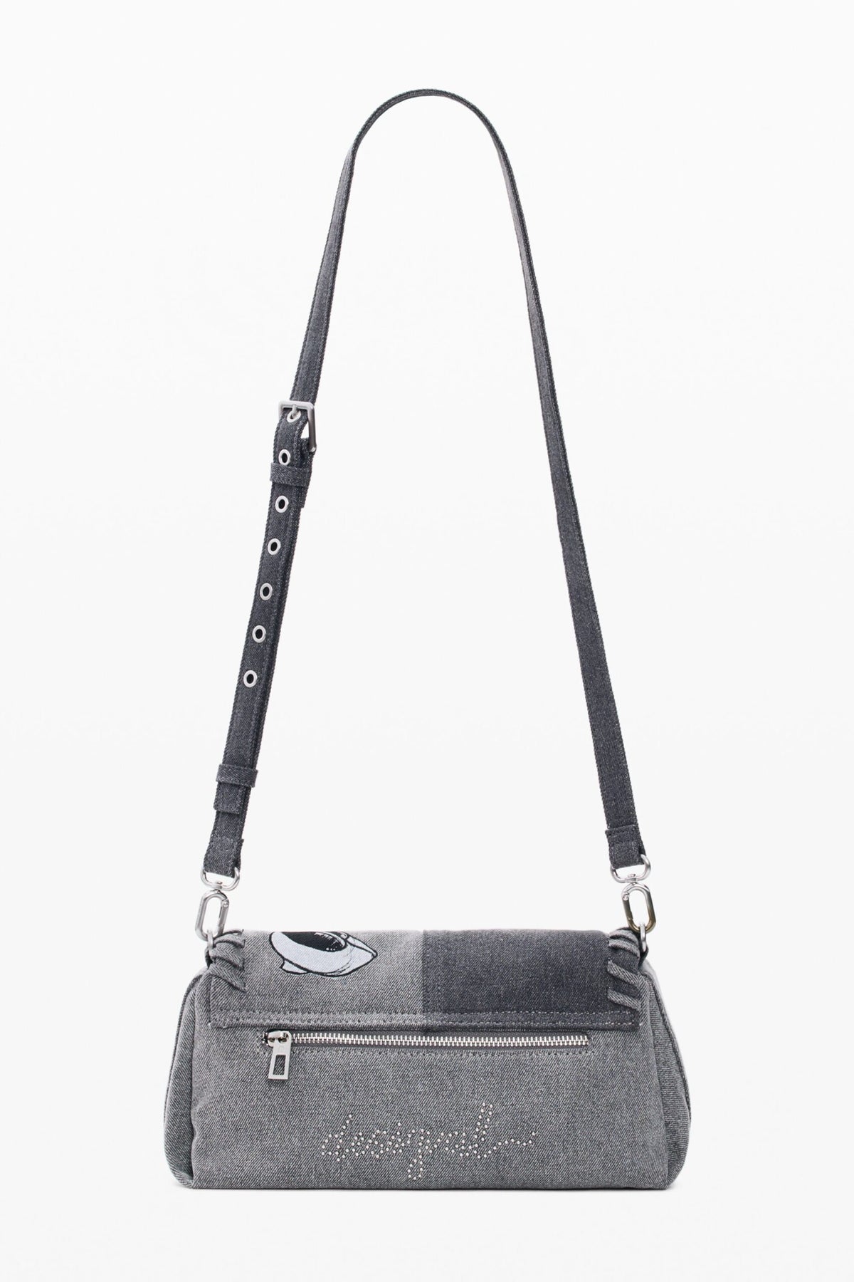 Desigual Medium denim fabric bag with Mickey Mouse™ embroidery