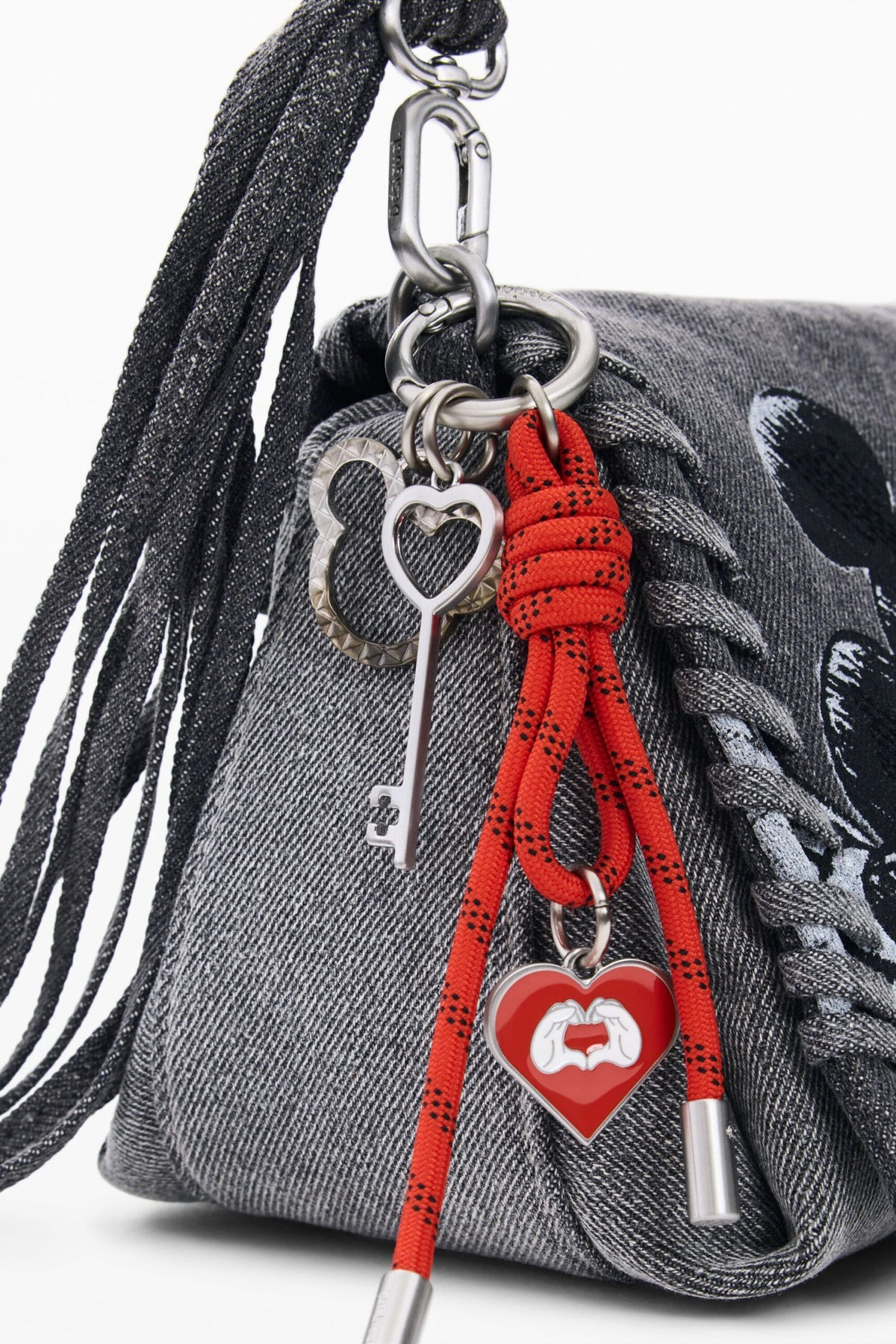 Desigual Medium denim fabric bag with Mickey Mouse™ embroidery