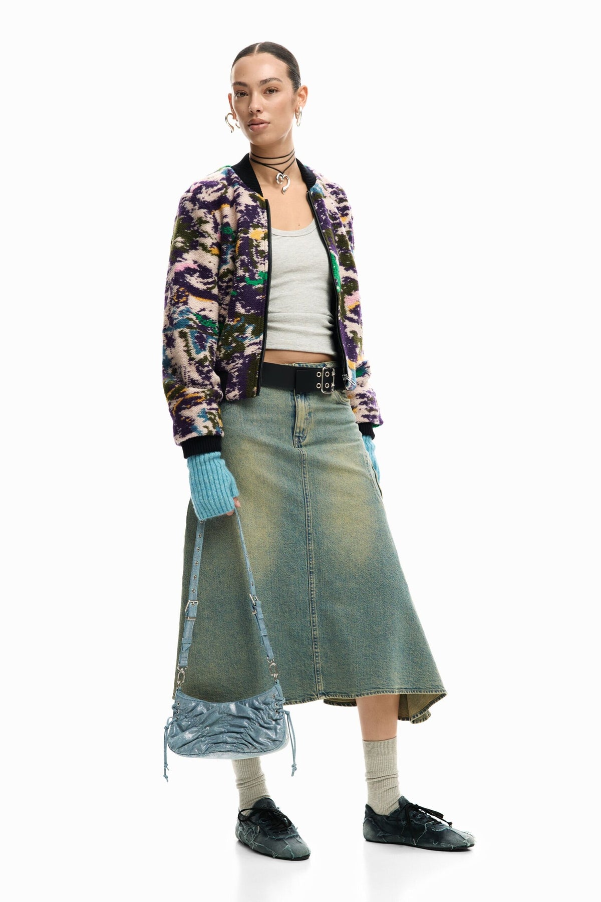 Desigual Small shoulder bag made of denim fabric