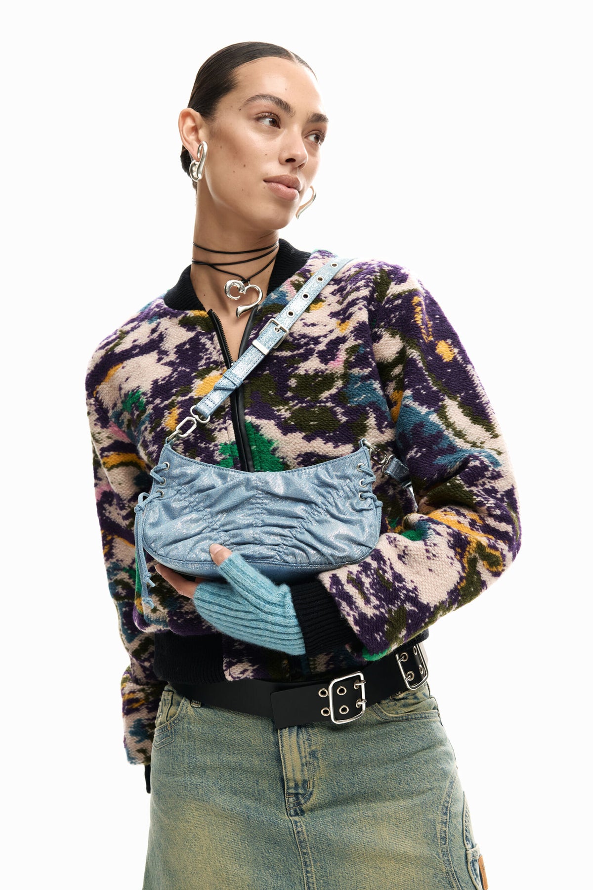 Desigual Small shoulder bag made of denim fabric