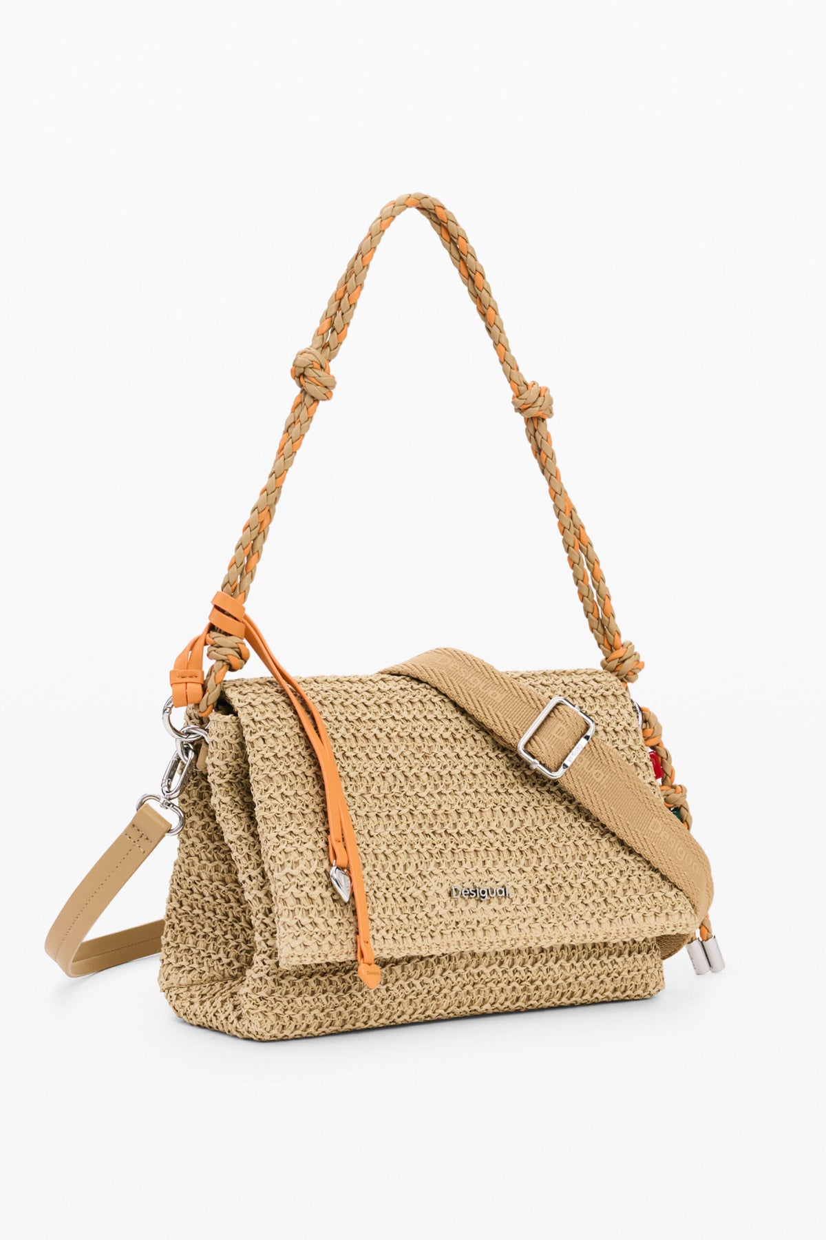 Desigual Medium raffia bag with a rectangular shape