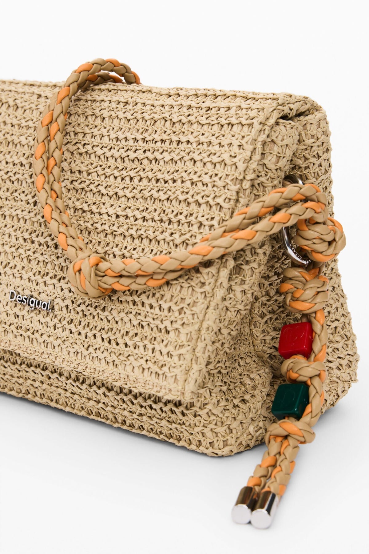 Desigual Medium raffia bag with a rectangular shape