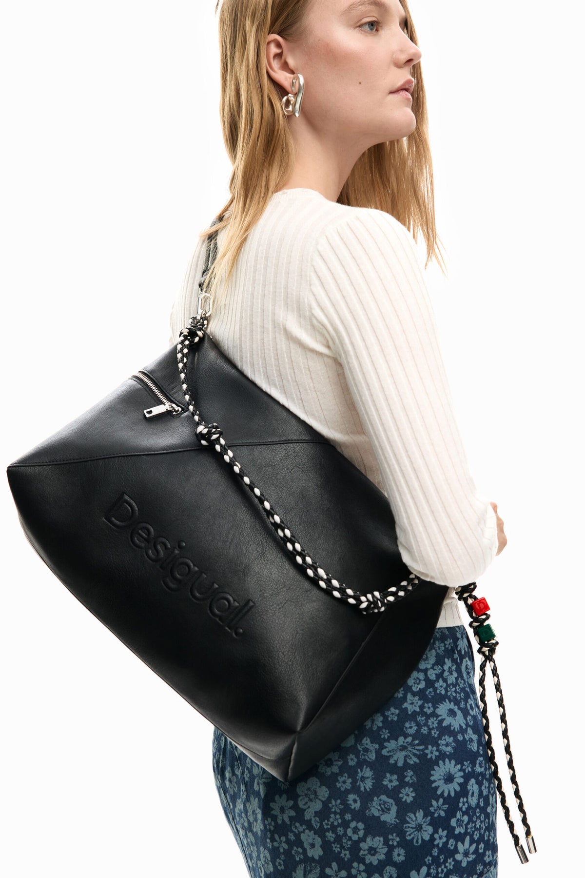 Desigual Large faux-leather-effect bag with interchangeable straps