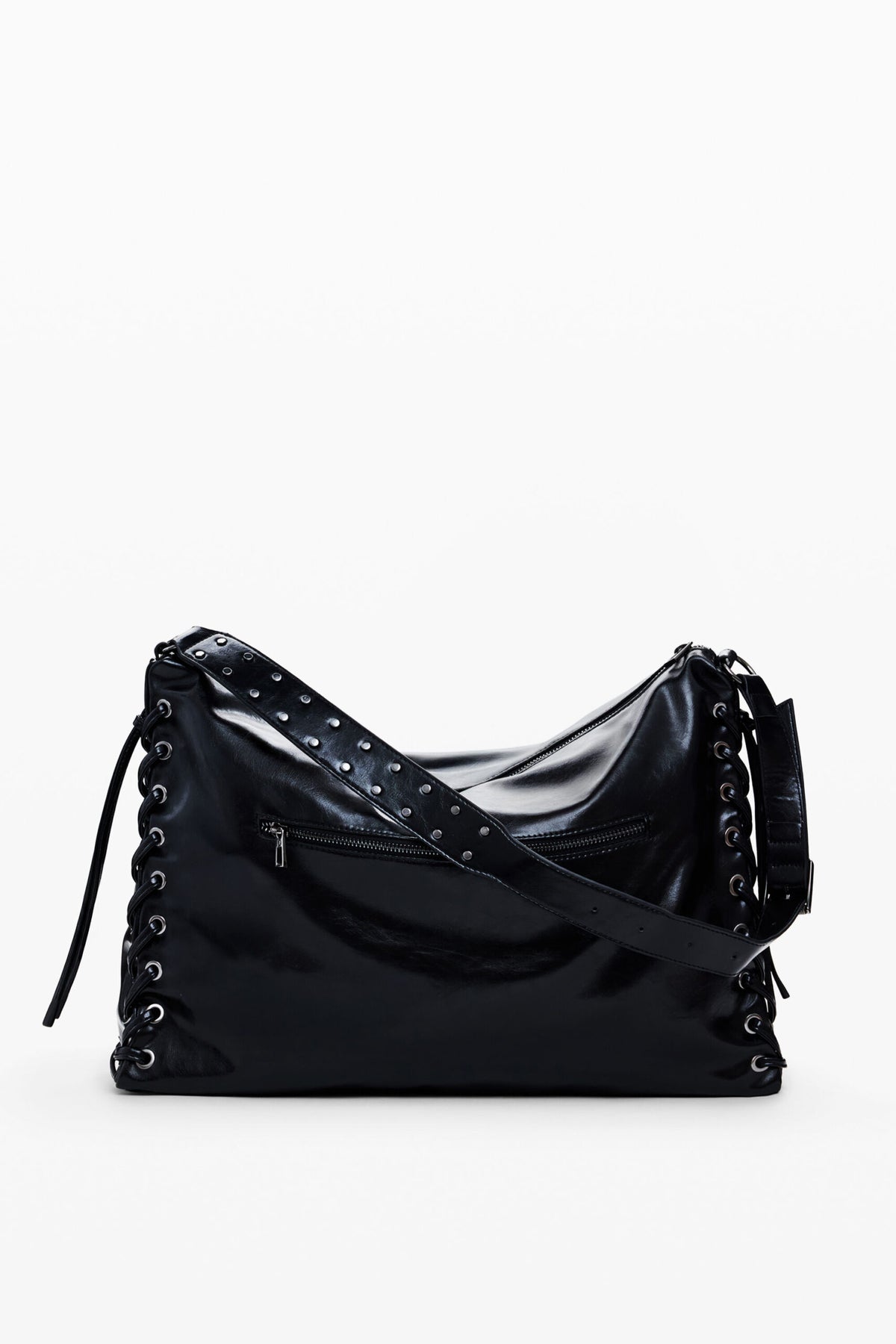 Desigual Bolso de hombro en tejido efecto piel con acabado brillante
