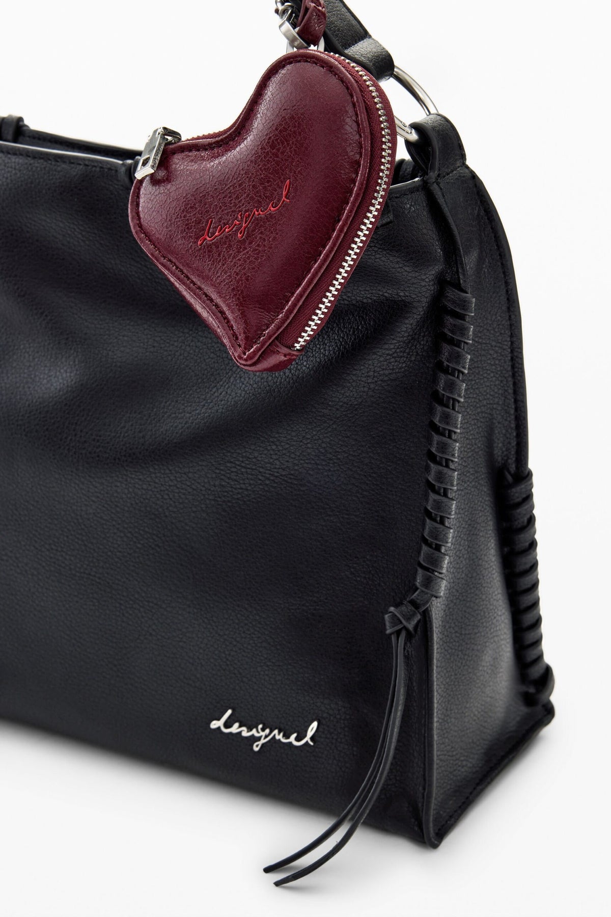 Desigual Bolso mediano de efecto piel con detalles trenzados