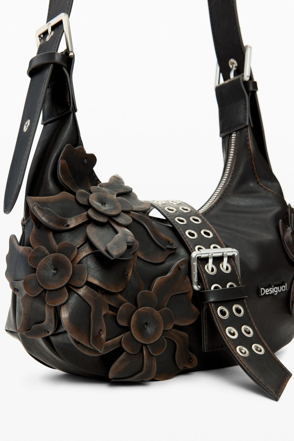 Desigual Bolso pequeño con asa extensible apliques de flores