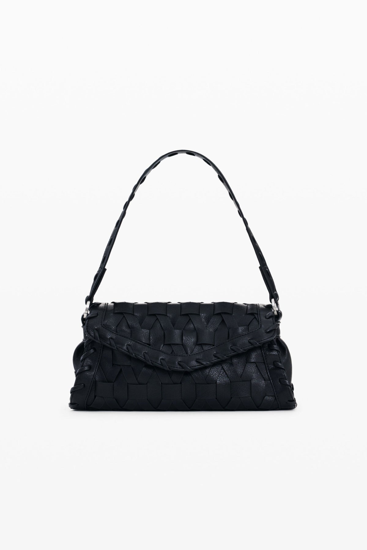 Desigual Small bag with flap and braided leather-effect