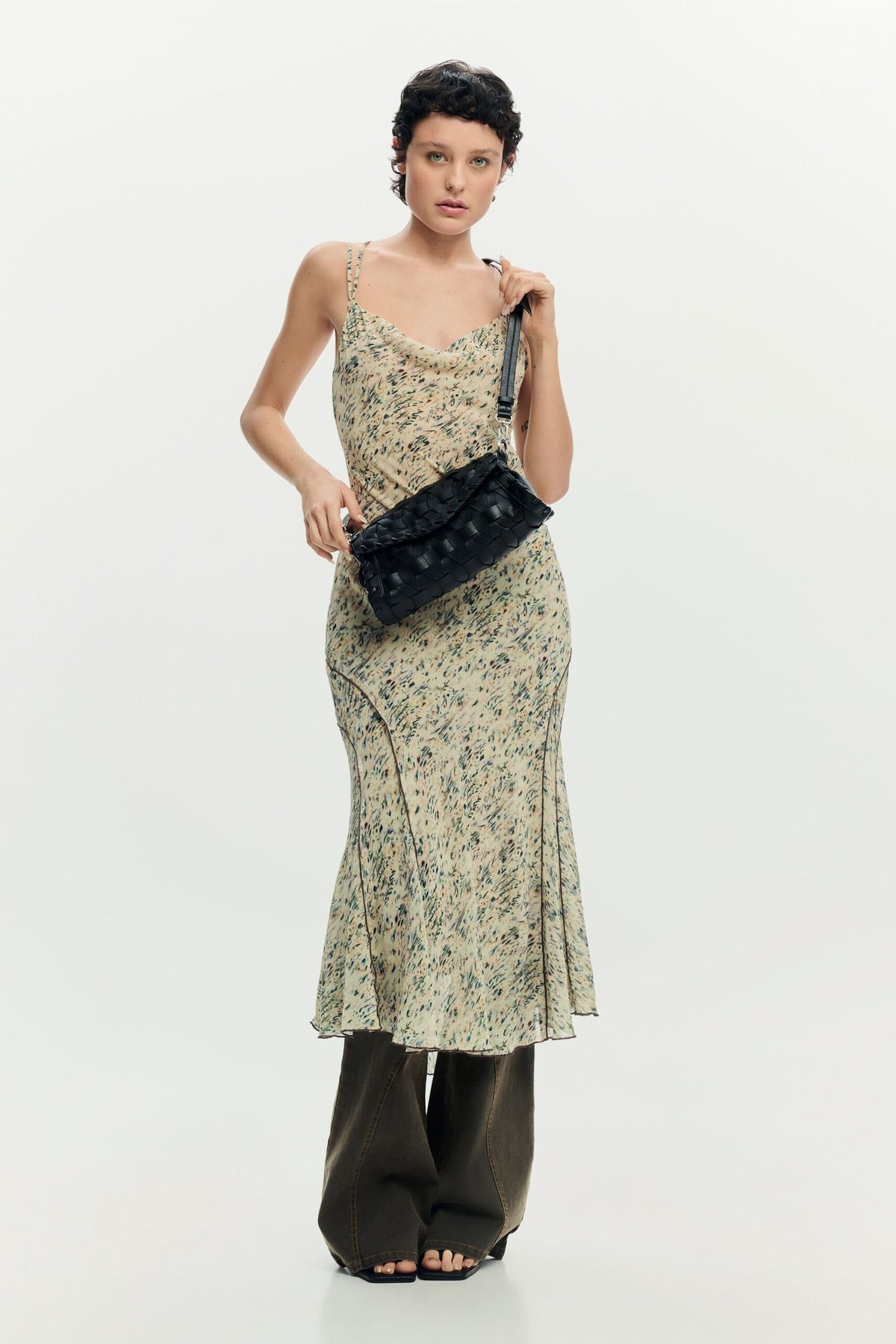 Desigual Small bag with flap and braided leather-effect
