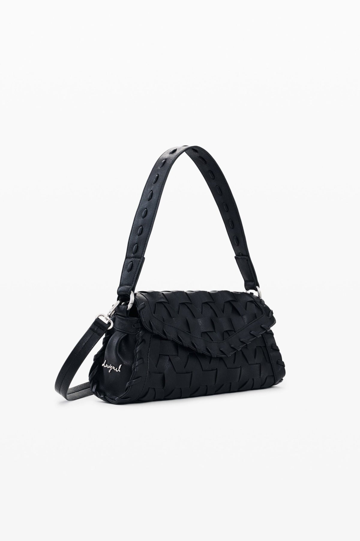 Desigual Small bag with flap and braided leather-effect