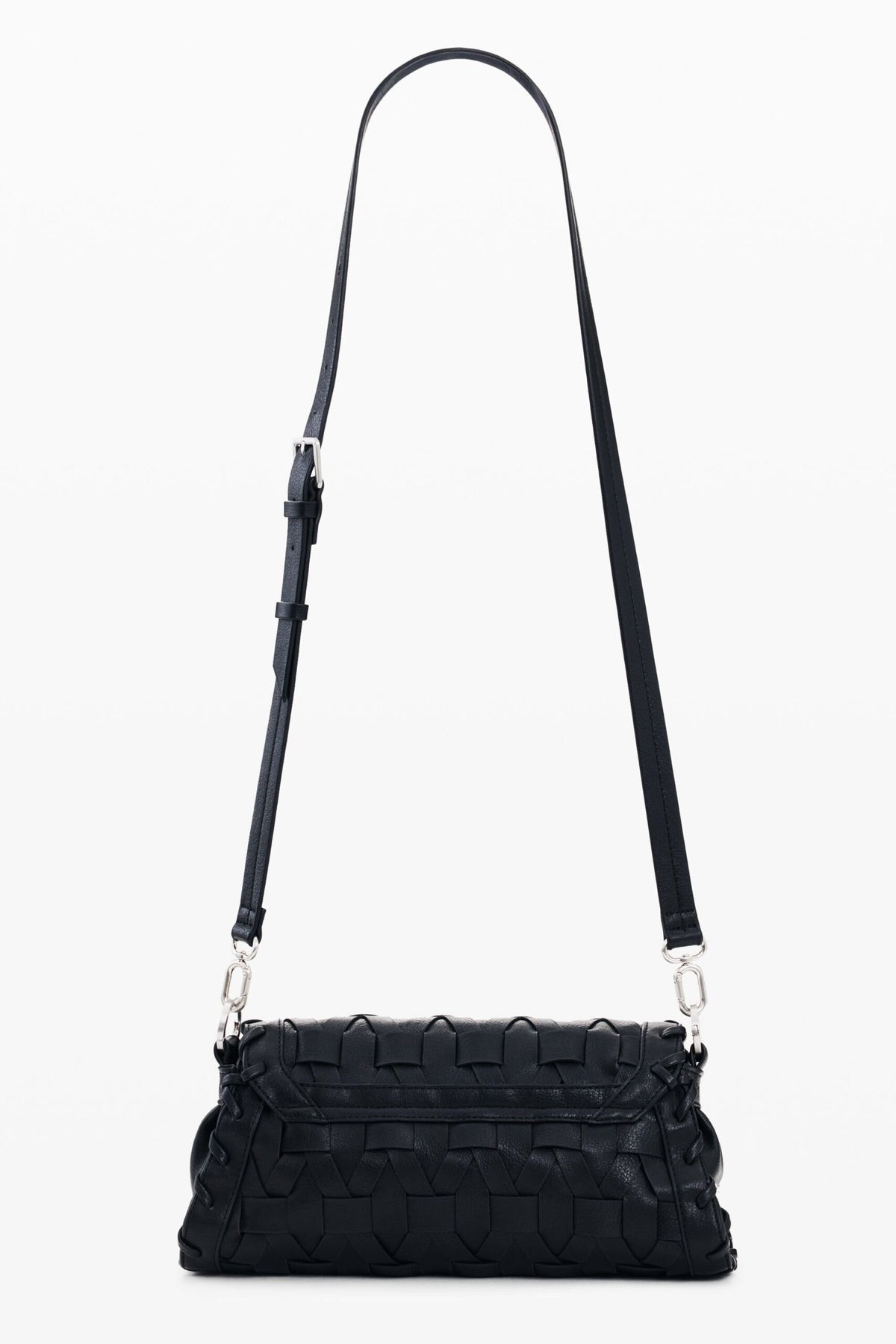 Desigual Small bag with flap and braided leather-effect