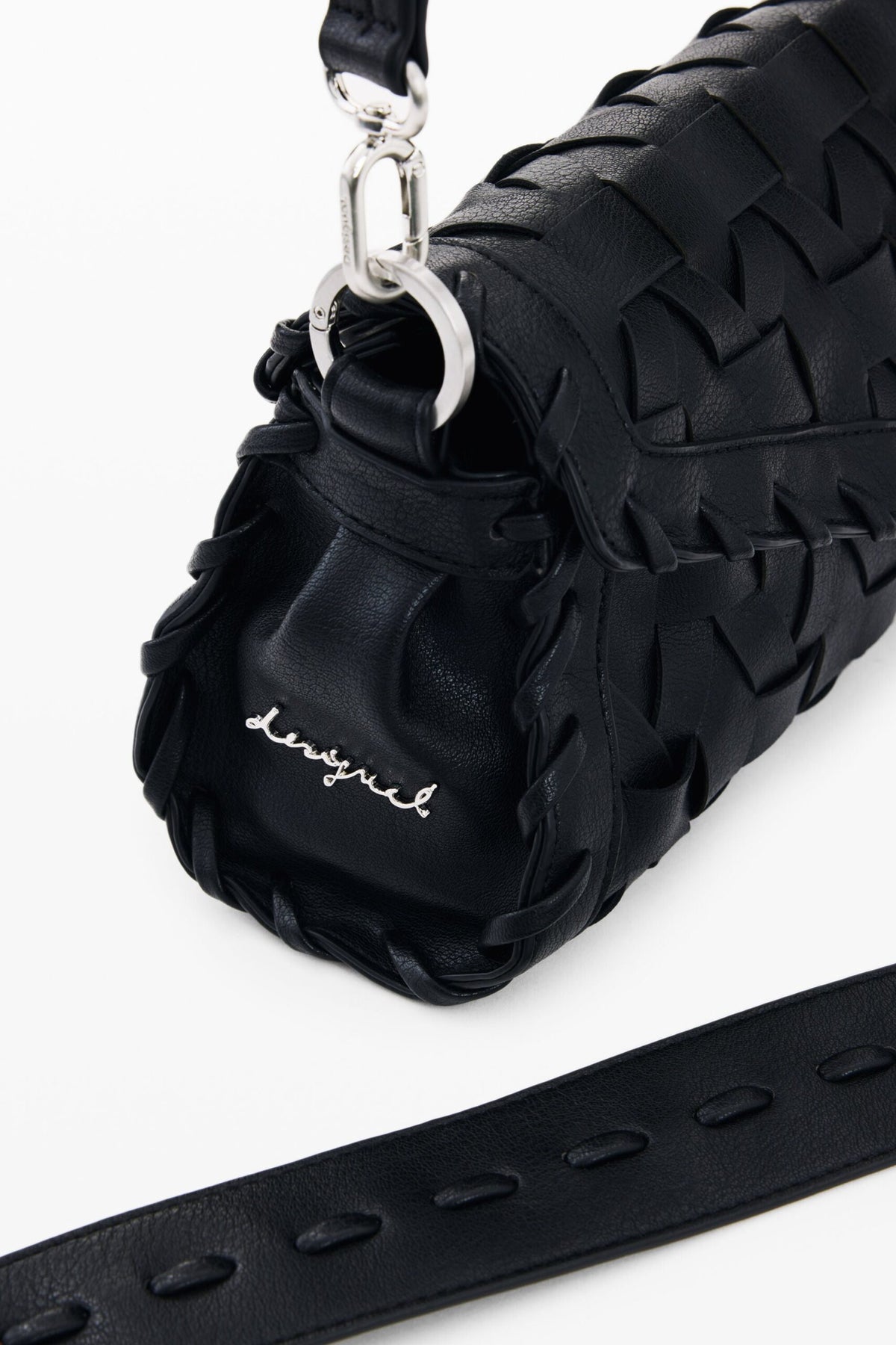 Desigual Small bag with flap and braided leather-effect