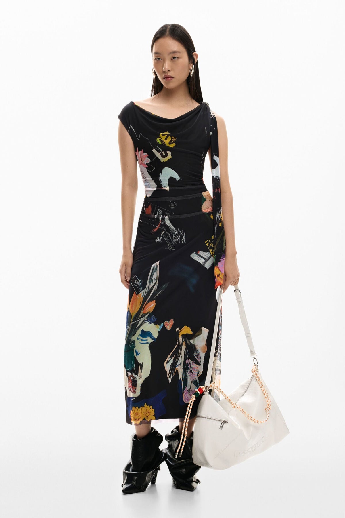 Desigual Large shoulder bag with leather-effect finish