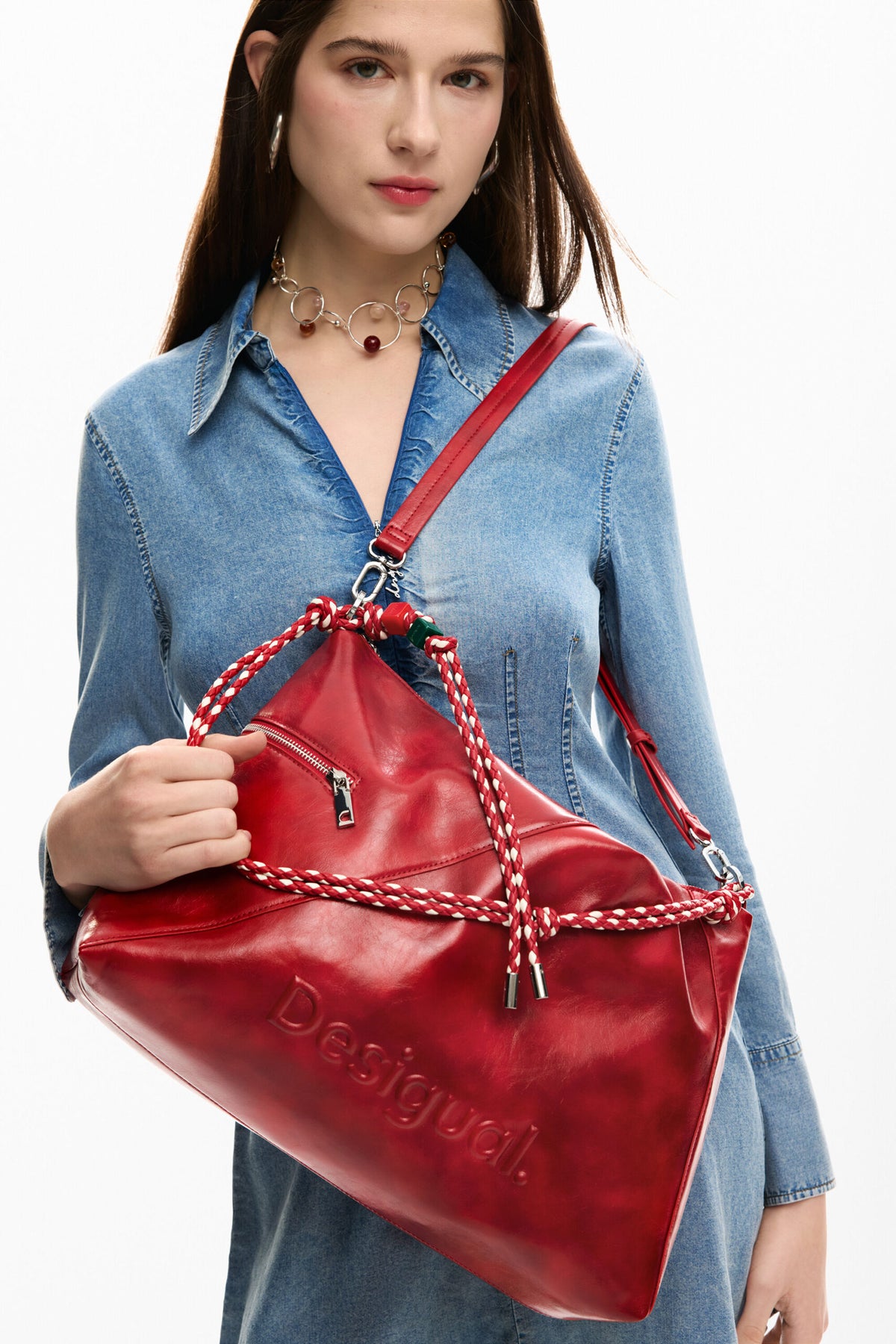 Desigual Large faux-leather effect bag with interchangeable straps