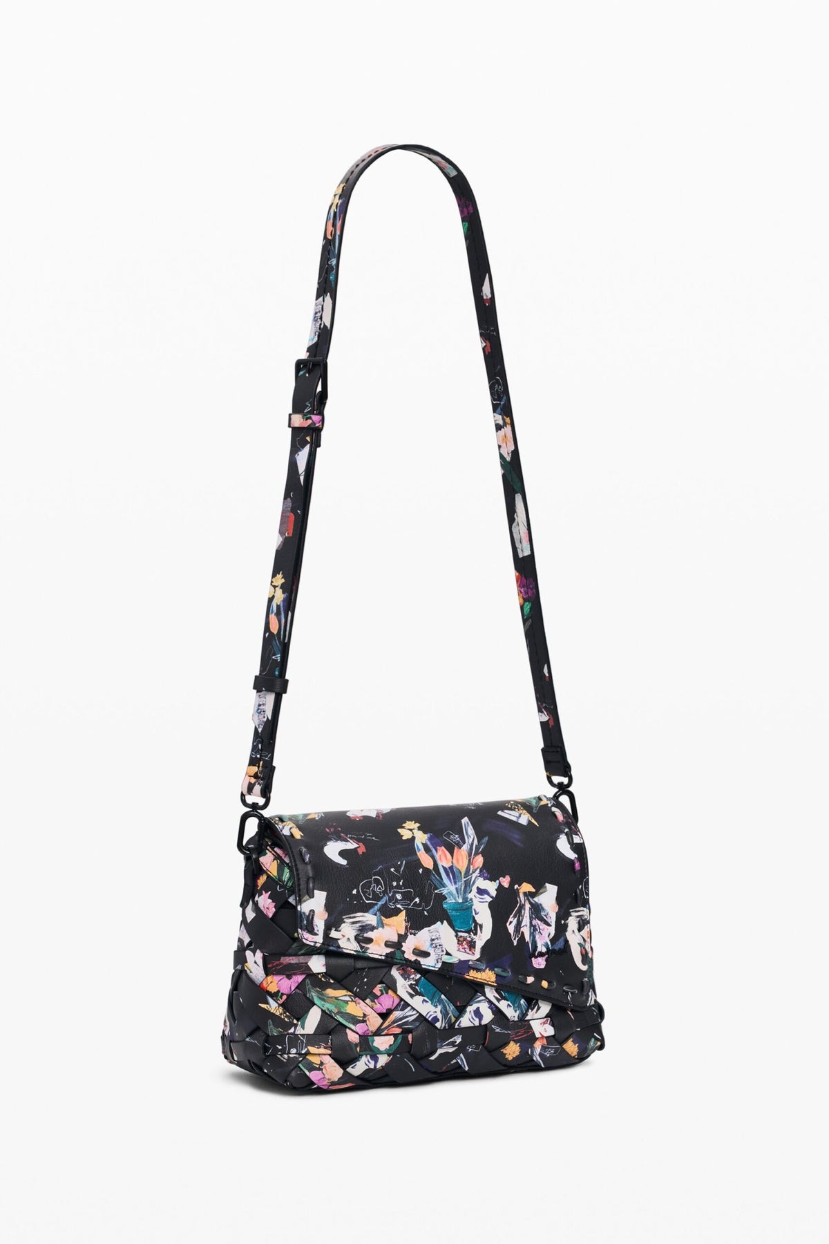 Desigual Small bag with flap interchangeable straps braided details