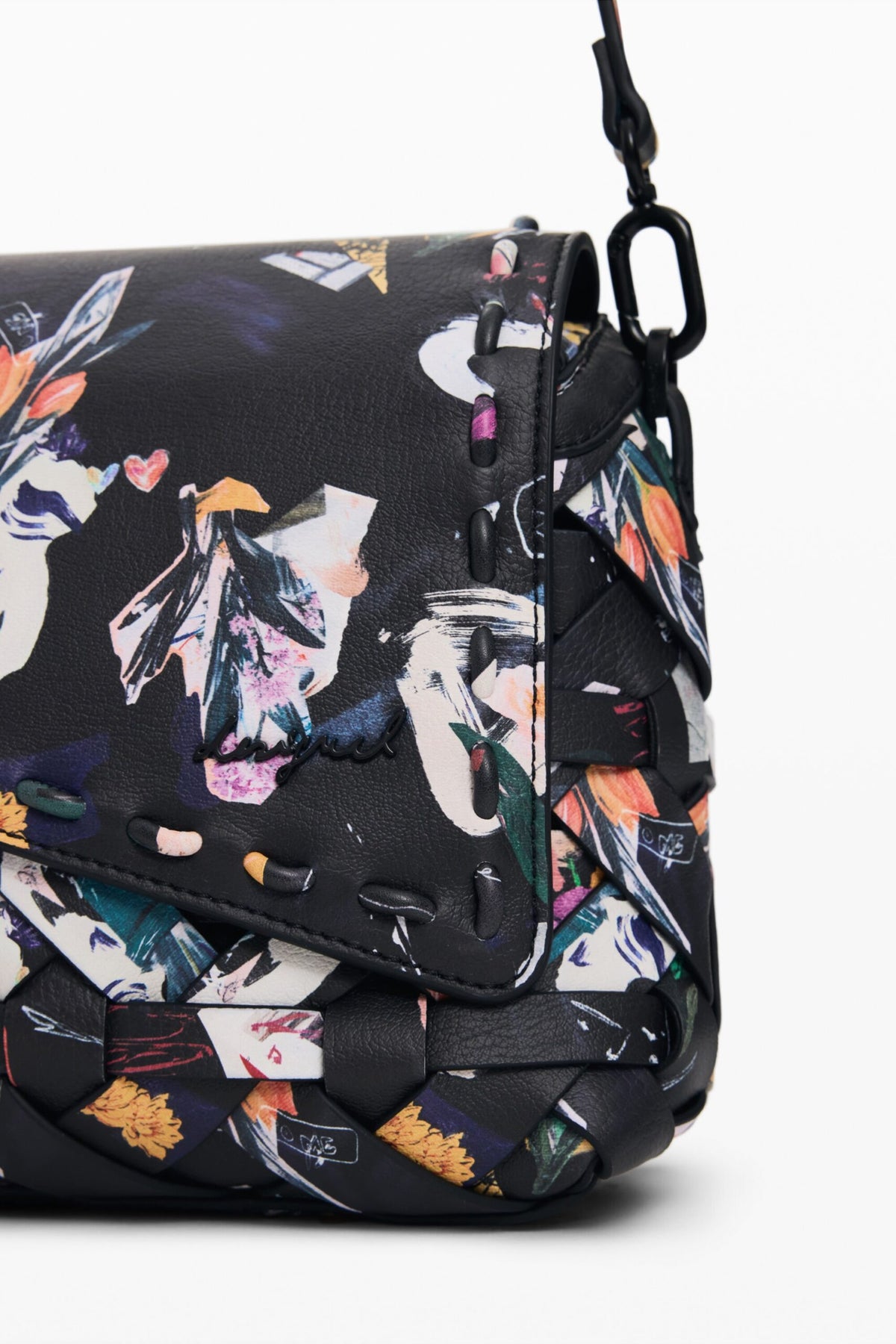 Desigual Small bag with flap interchangeable straps braided details