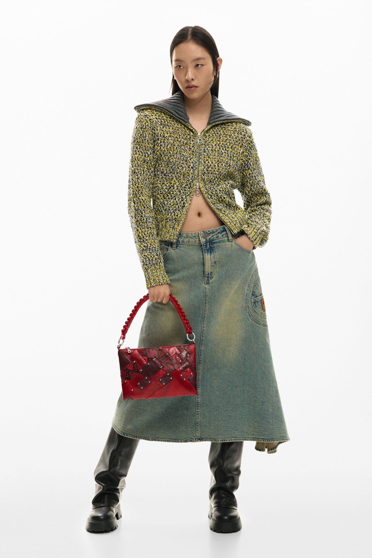 Desigual Medium bag with patchwork-style patch print