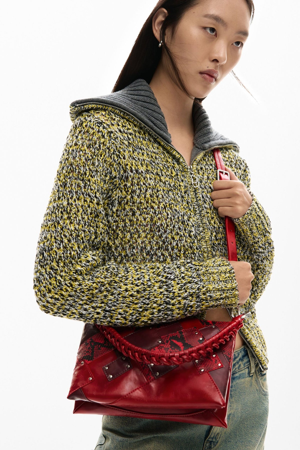 Desigual Medium bag with patchwork-style patch print