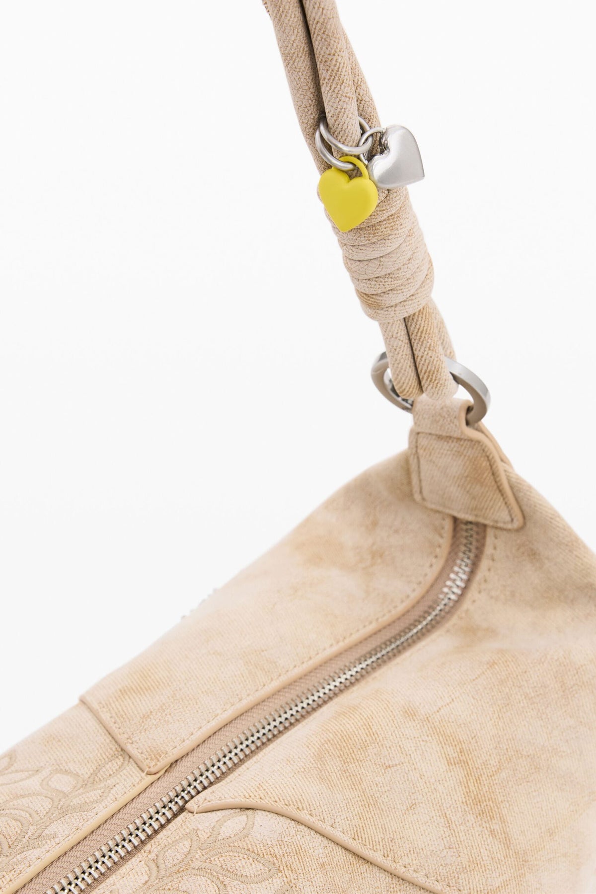 Desigual Medium bag with embroidered details exterior zip pocket