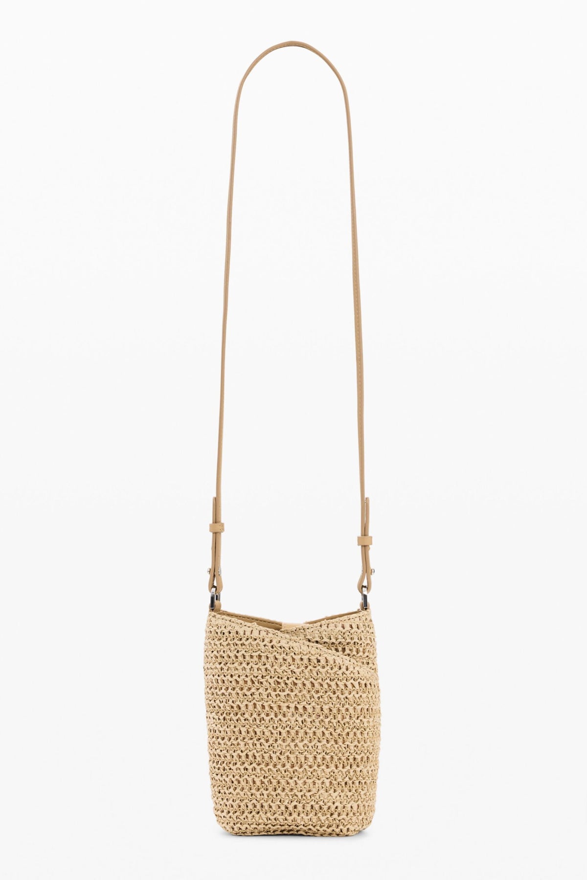 Desigual Large raffia-fabric purse with an extendable strap to wear crossbody