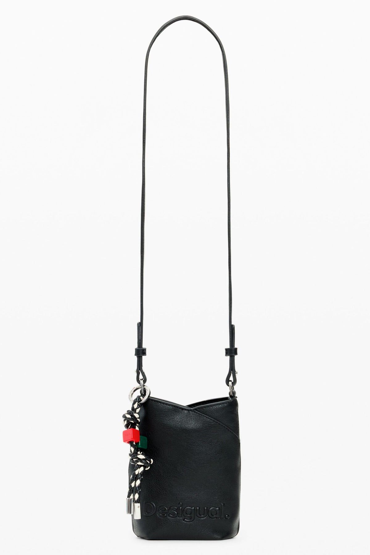Desigual Large raffia fabric wallet with an extendable strap to wear crossbody