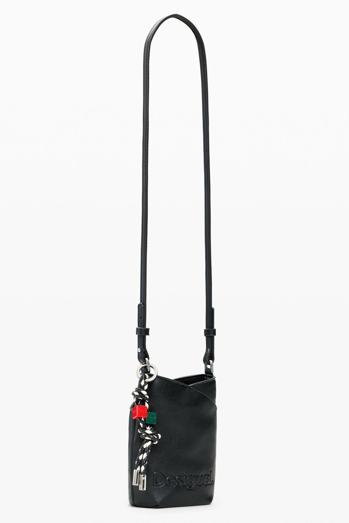 Desigual Large raffia fabric wallet with an extendable strap to wear crossbody