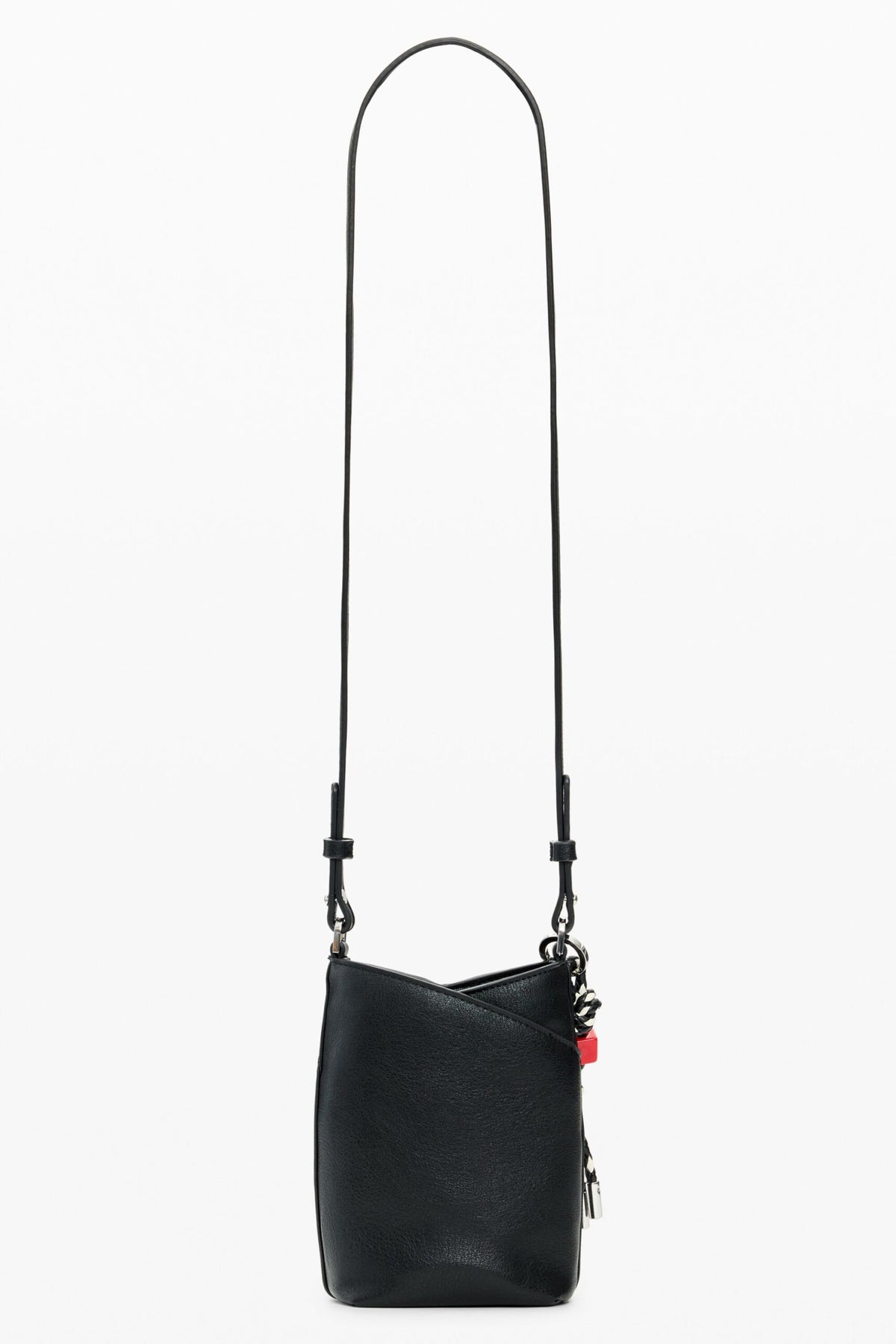 Desigual Large raffia fabric wallet with an extendable strap to wear crossbody