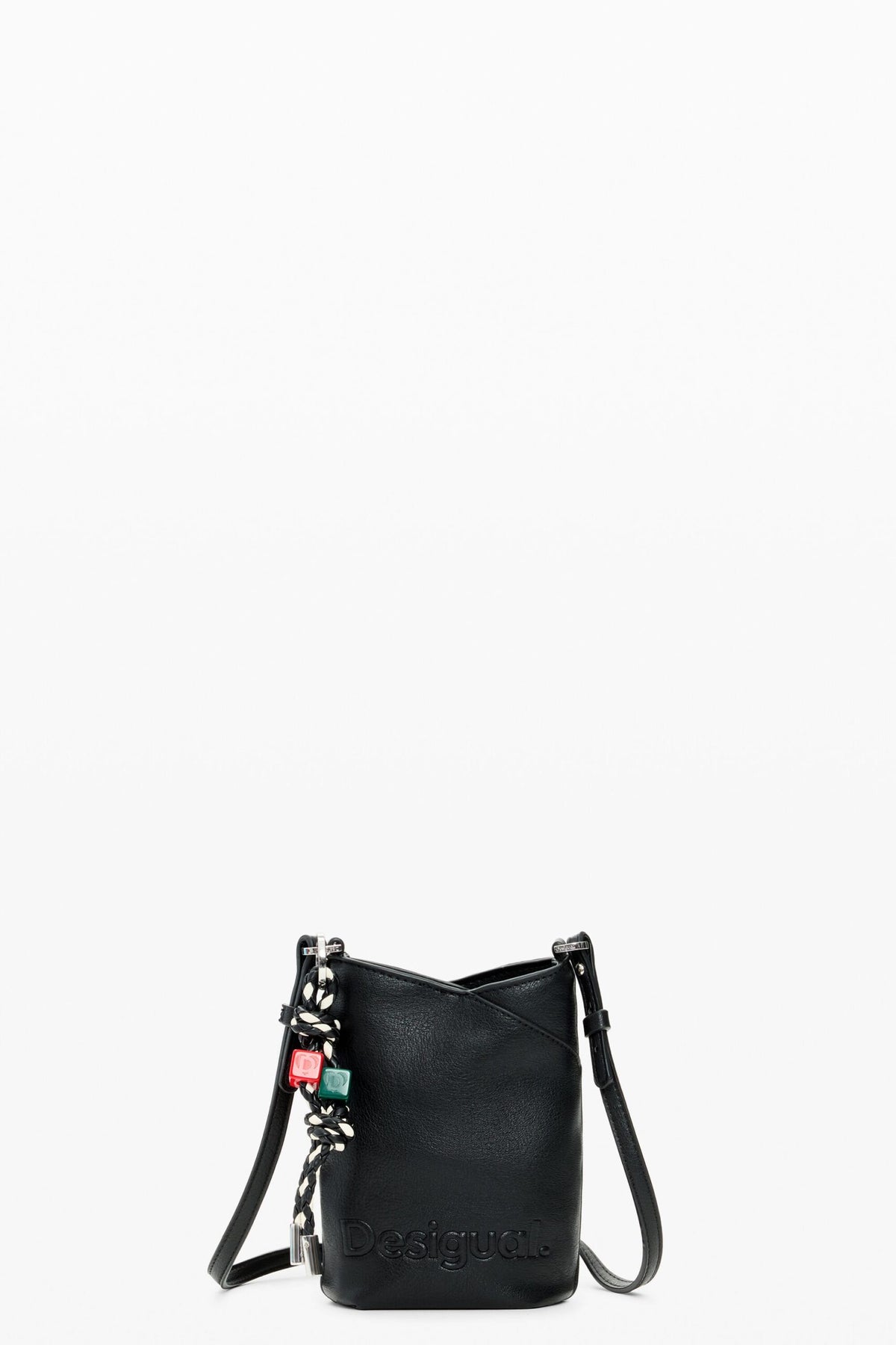 Desigual Large raffia fabric wallet with an extendable strap to wear crossbody