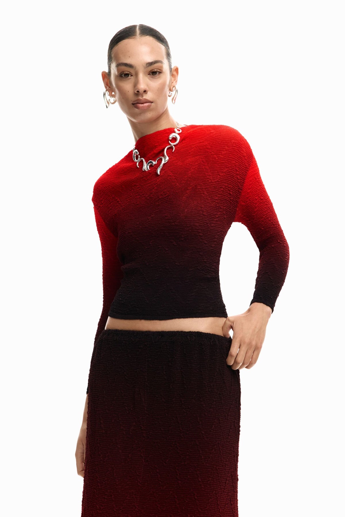 Desigual Long-sleeved blouse regular fit round neck