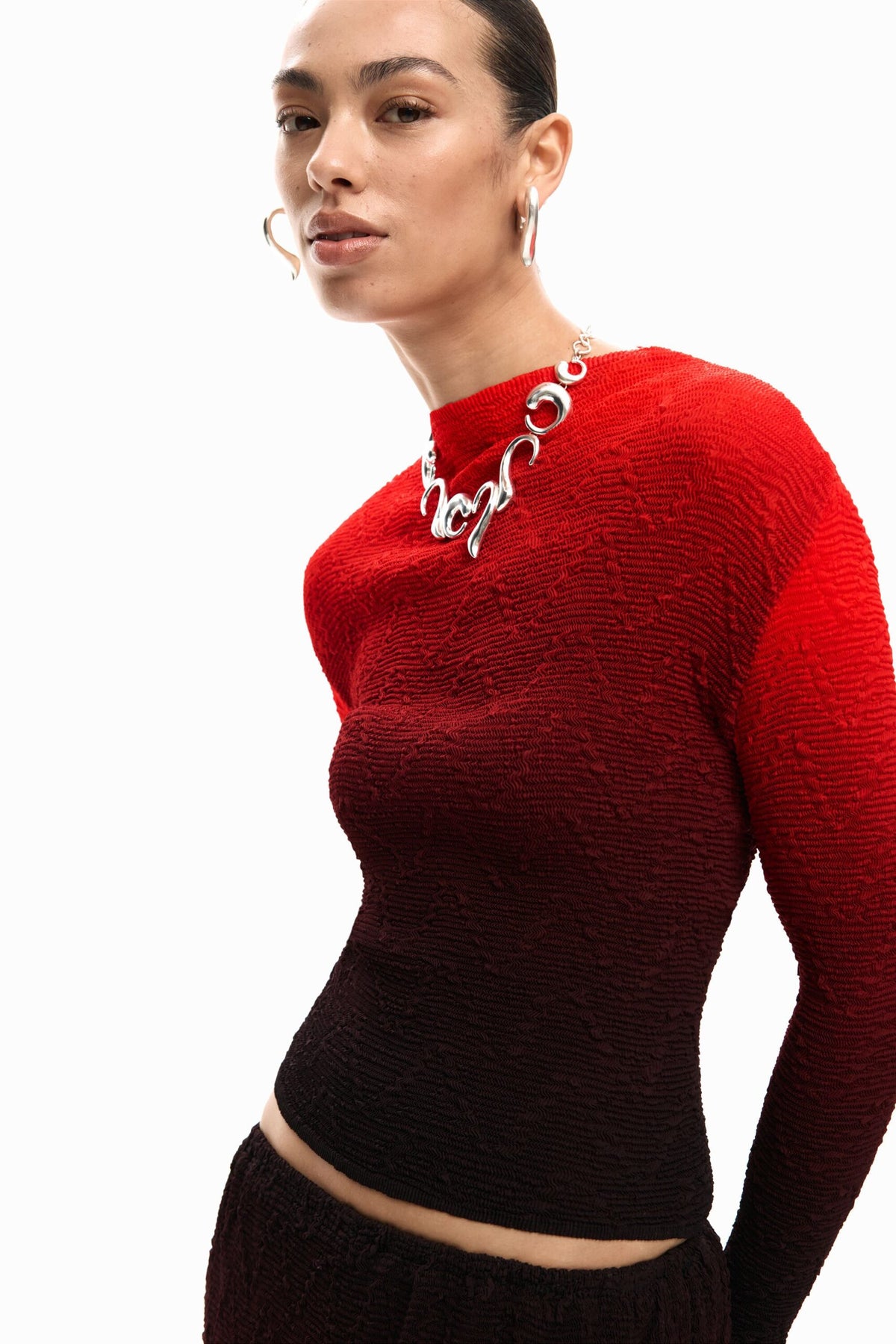 Desigual Long-sleeved blouse regular fit round neck