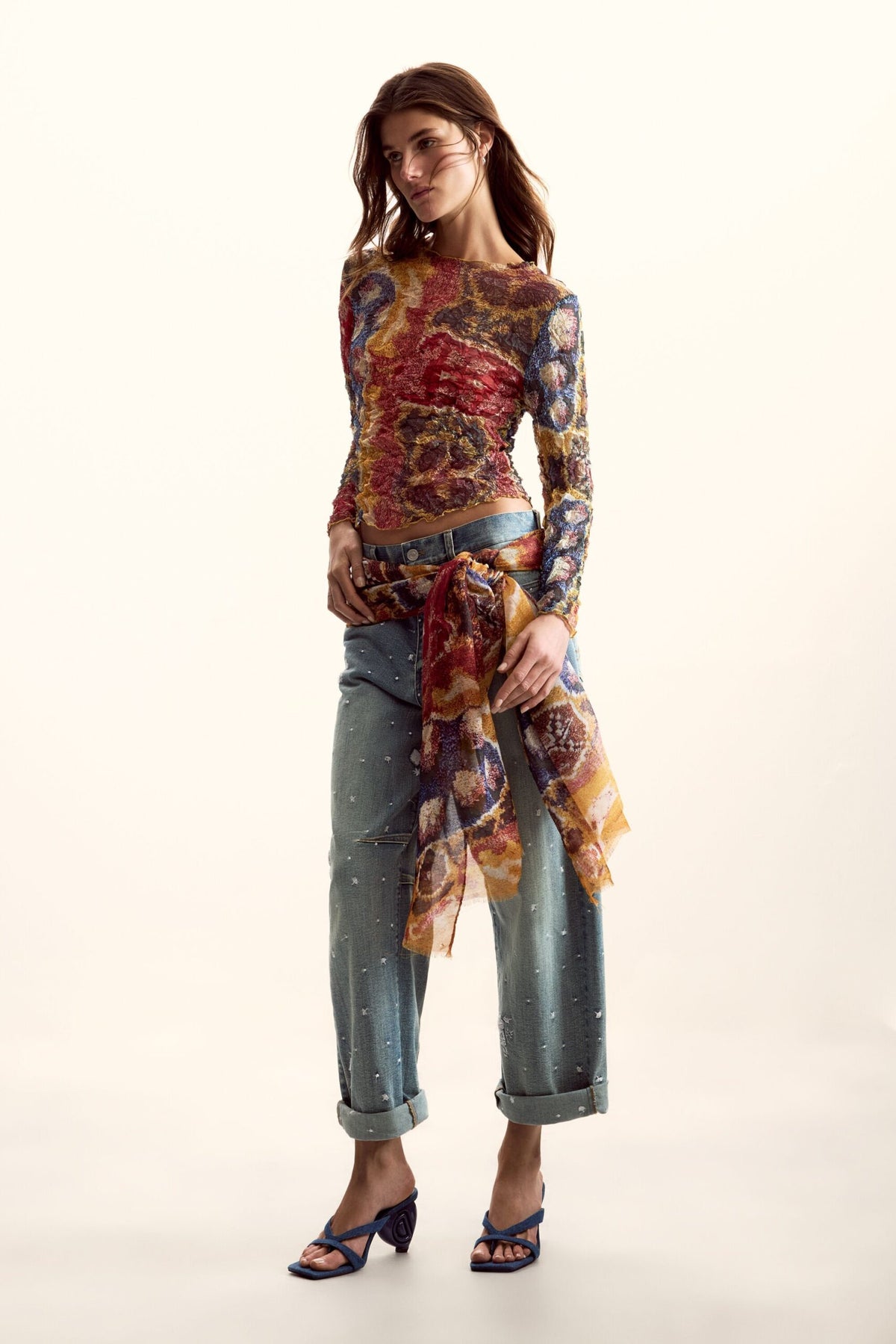 Desigual Blouse in synthetic blend georgette fabric round neck