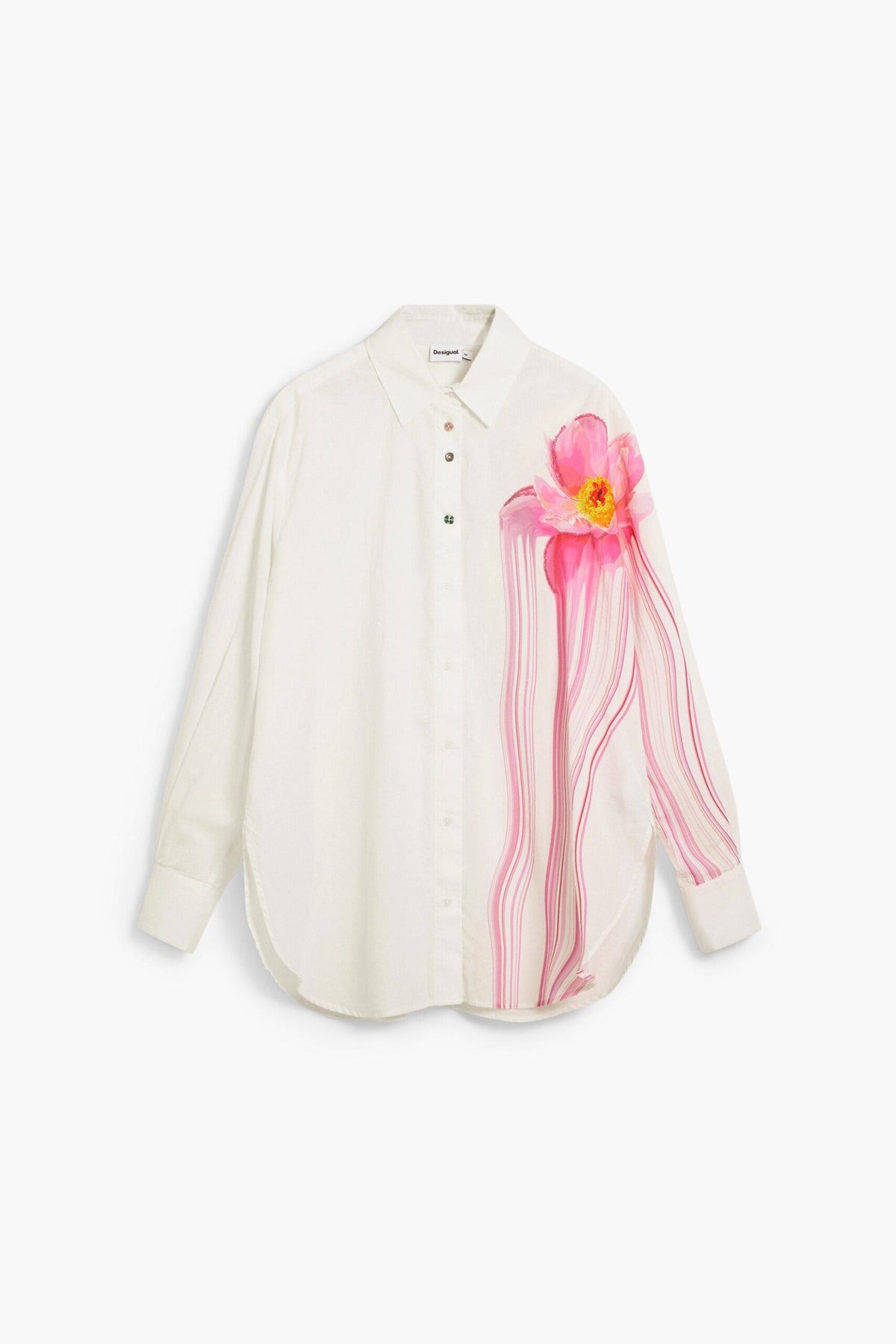 Desigual Oversize-cut shirt in a solid color with a large flower print